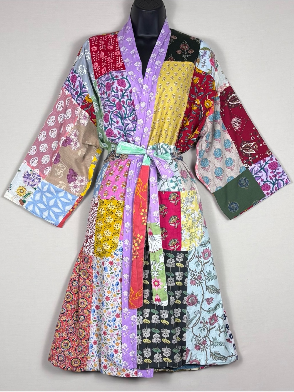 Patchwork Cotton Kimono Robe - Multicolor